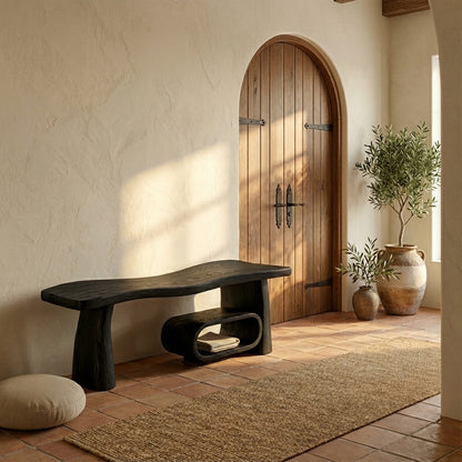 Sculptural Wood Bench for Entryway & Living Room