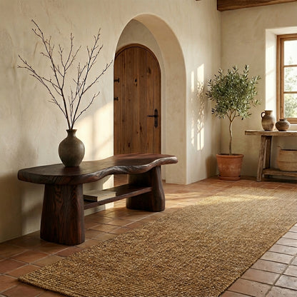 Organic Solid Wood Bench – Sculpted Live-Edge Design
