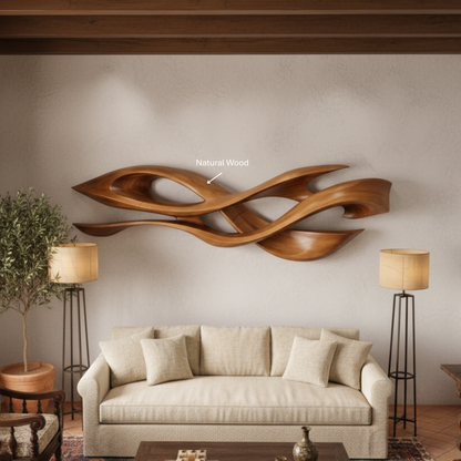 Luxury Sculptural Solid Wood Wall Art – Organic Flow Modern Statement Decor