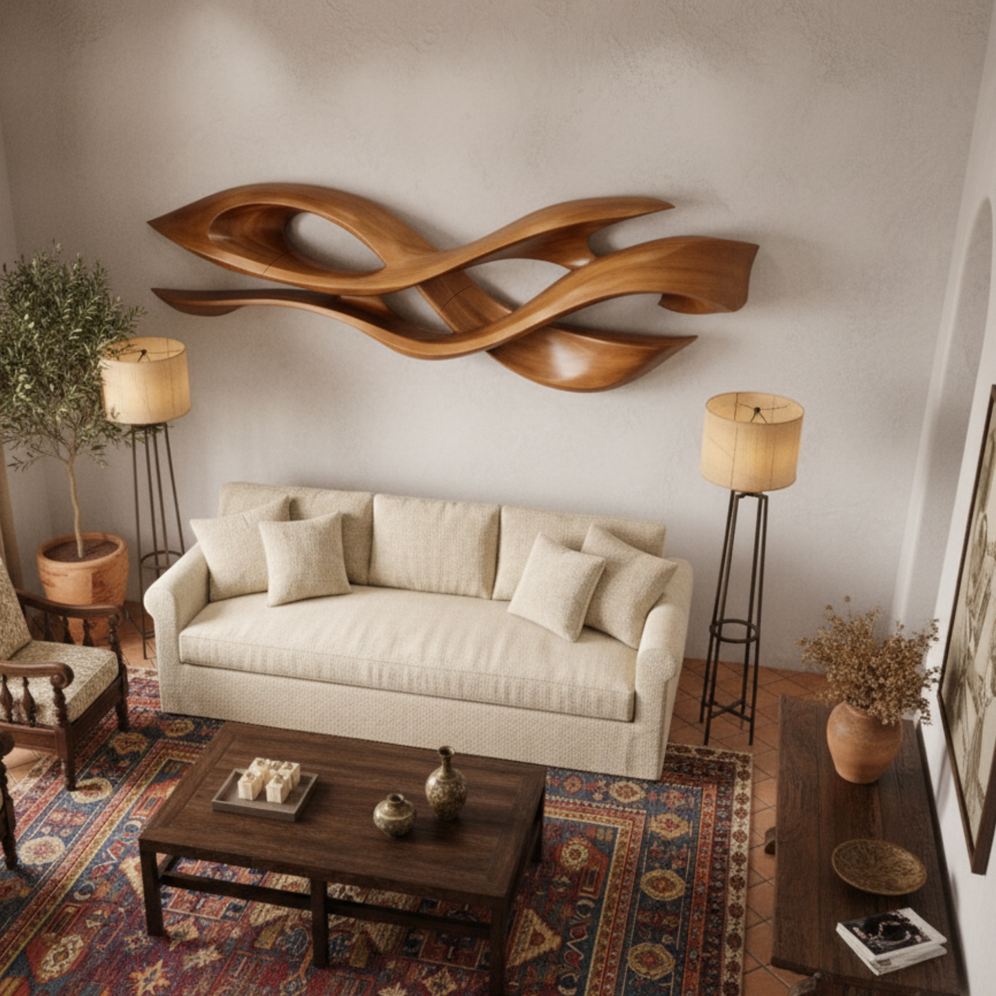 Luxury Sculptural Solid Wood Wall Art – Organic Flow Modern Statement Decor