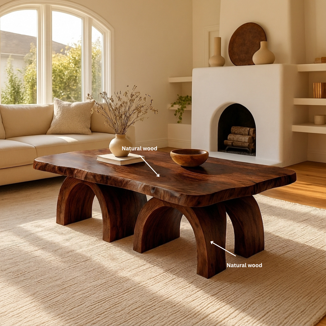 Farmhouse Live-Edge Coffee Table – Handcrafted Solid Wood