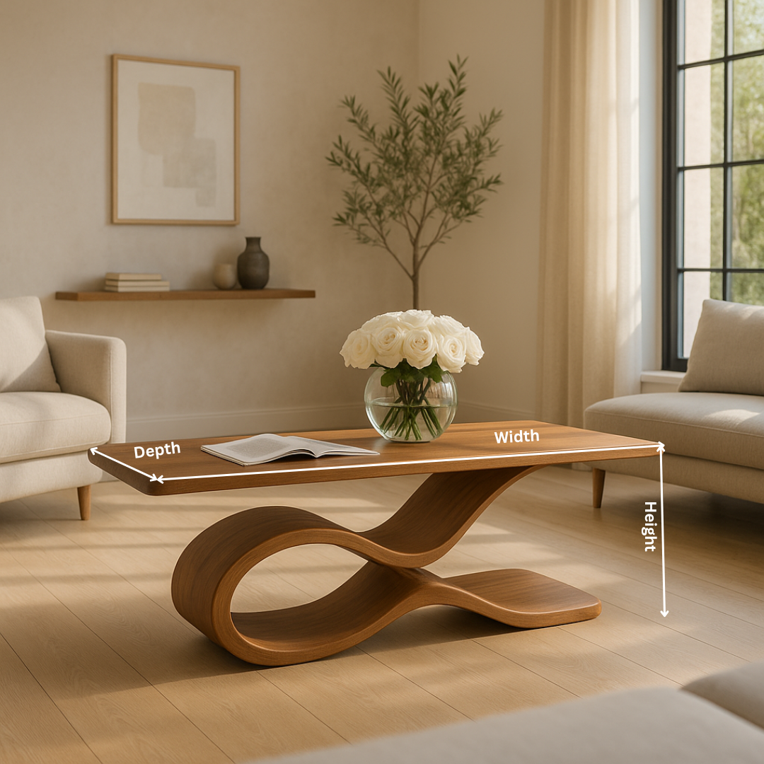 Sculptural Wave Coffee Table – Modern Luxury Solid Wood Centerpiece