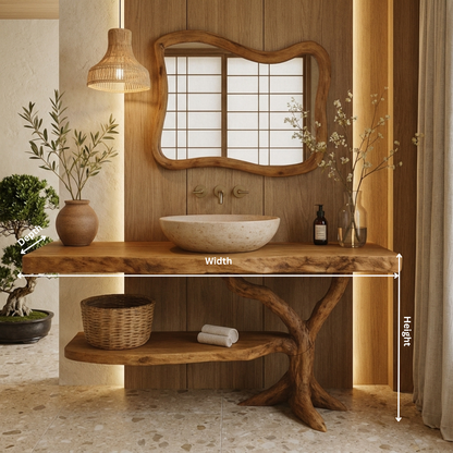 Natural Live-Edge Wood Bathroom Vanity – Luxury Handcrafted