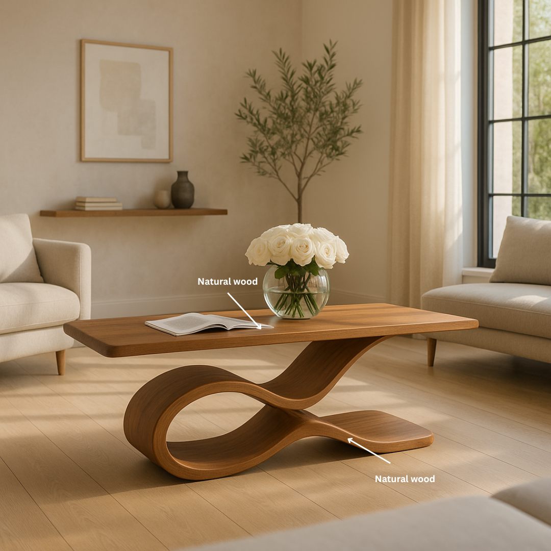Sculptural Wave Coffee Table – Modern Luxury Solid Wood Centerpiece
