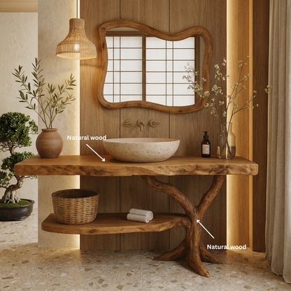 Natural Live-Edge Wood Bathroom Vanity – Luxury Handcrafted