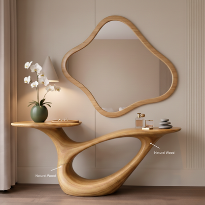 Sculpted Solid Wood Console Table – Organic Modern Luxury Furniture