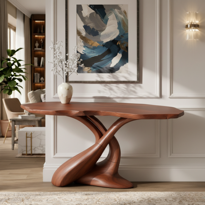 Luxury Live-Edge Solid Wood Console Table – Sculptural Organic Modern Design