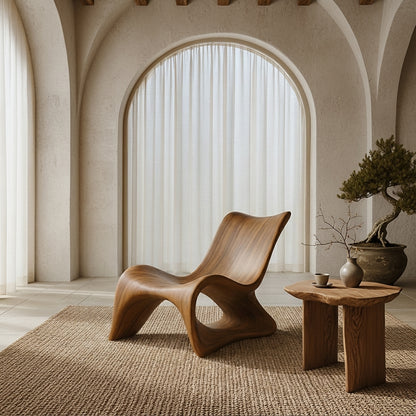Contemporary Wooden Lounge Chair – Artistic Curved Silhouette