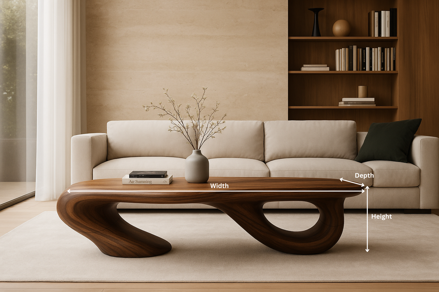 Sculptural Solid-Wood Low Table – Luxury Organic Design