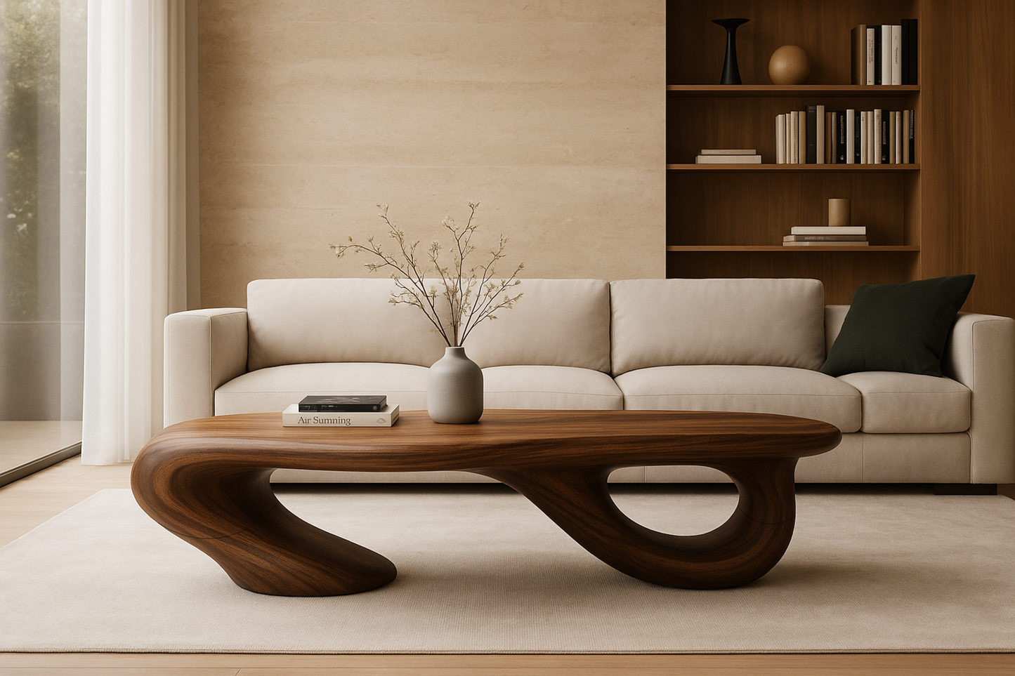 Sculptural Solid-Wood Low Table – Luxury Organic Design