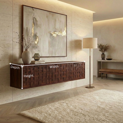 Floating Sculptural Wood Sideboard - Handcrafted Luxury Storage Furniture
