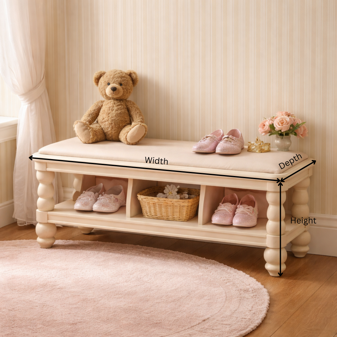 Premium Shoes Bench for Girls’ Rooms- Elegant Storage