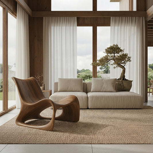 Sculptural Solid Wood Lounge Chair – Modern Organic Desig