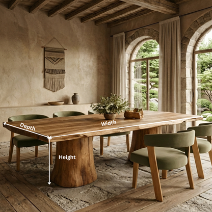 Organic Live Edge Solid Wood Dining Table – Sculptural Tree Trunk Dining Table Craftsmanship