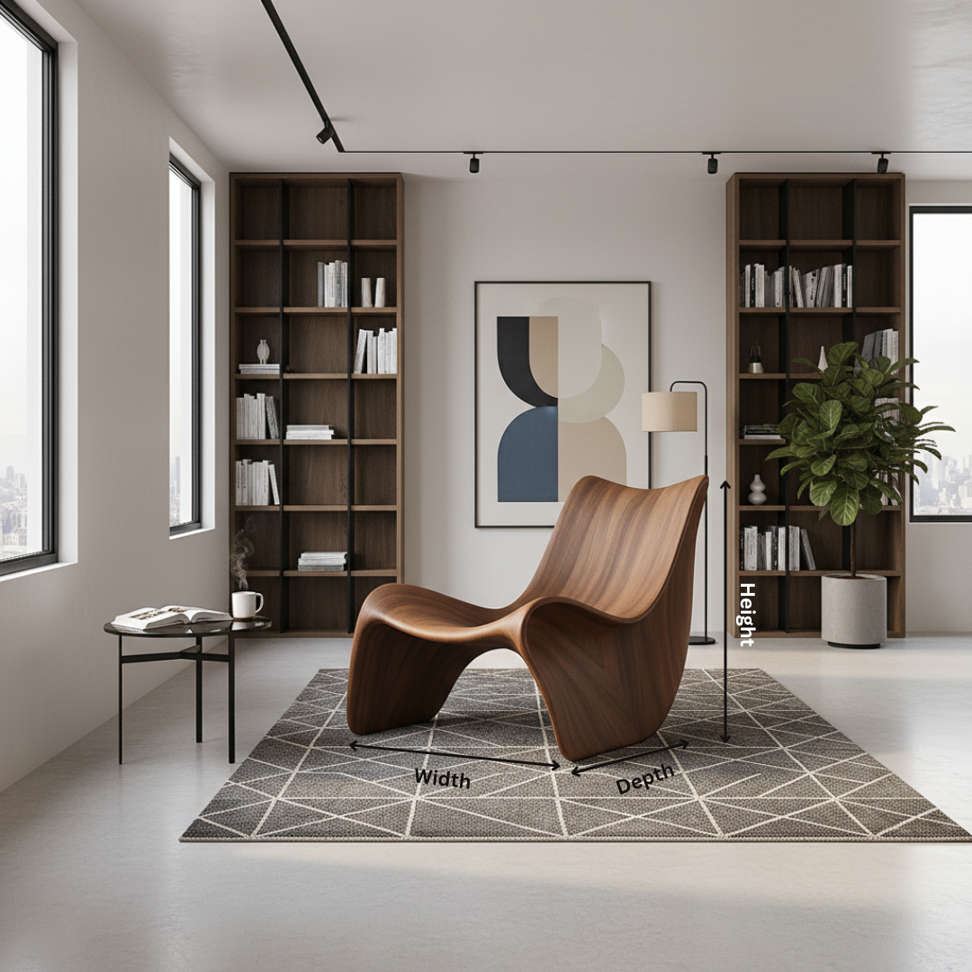 Luxury Curved Wood Lounge Chair – Handcrafted Design