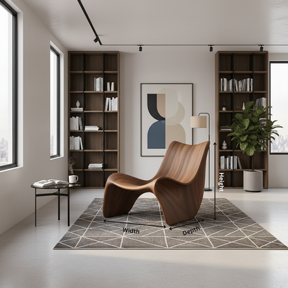 Luxury Curved Wood Lounge Chair – Handcrafted Design