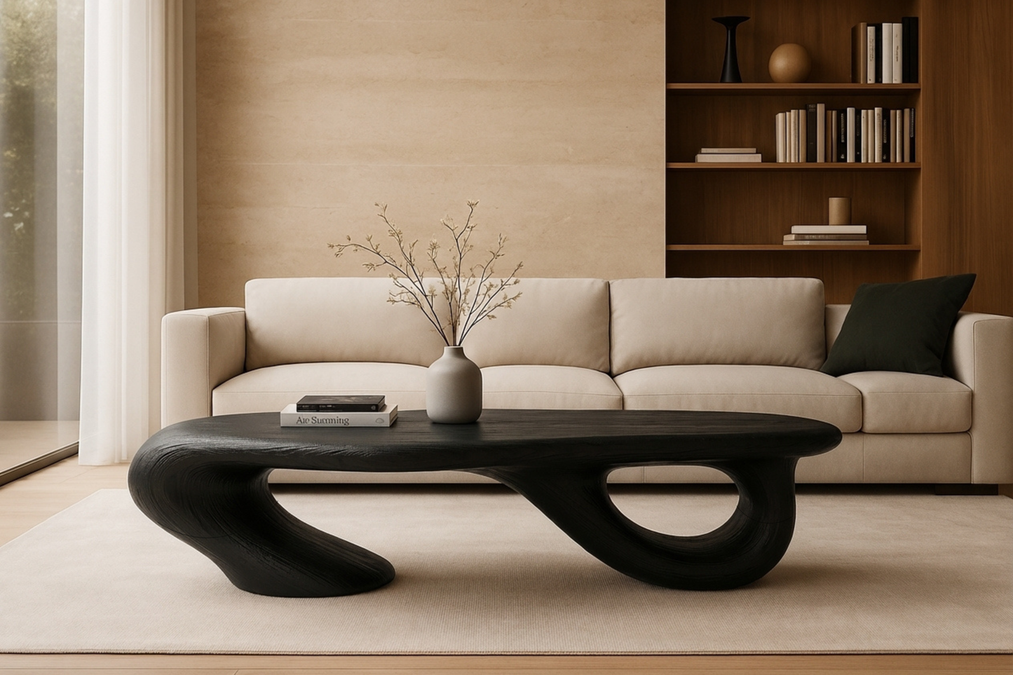 Sculptural Solid-Wood Low Table – Luxury Organic Design