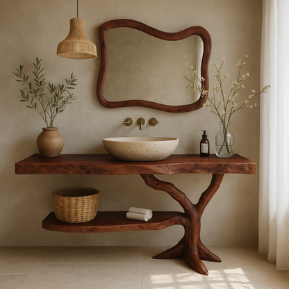 Natural Live-Edge Wood Bathroom Vanity – Luxury Handcrafted