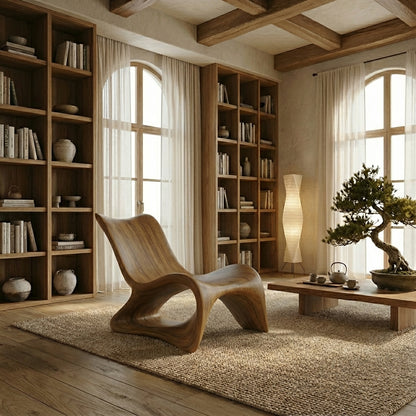 Contemporary Wooden Lounge Chair – Artistic Curved Silhouette