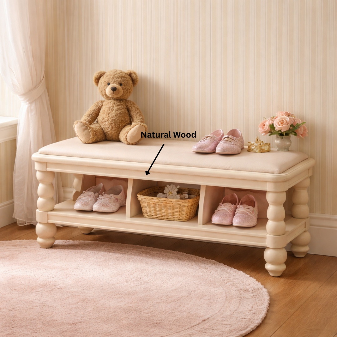 Premium Shoes Bench for Girls’ Rooms- Elegant Storage