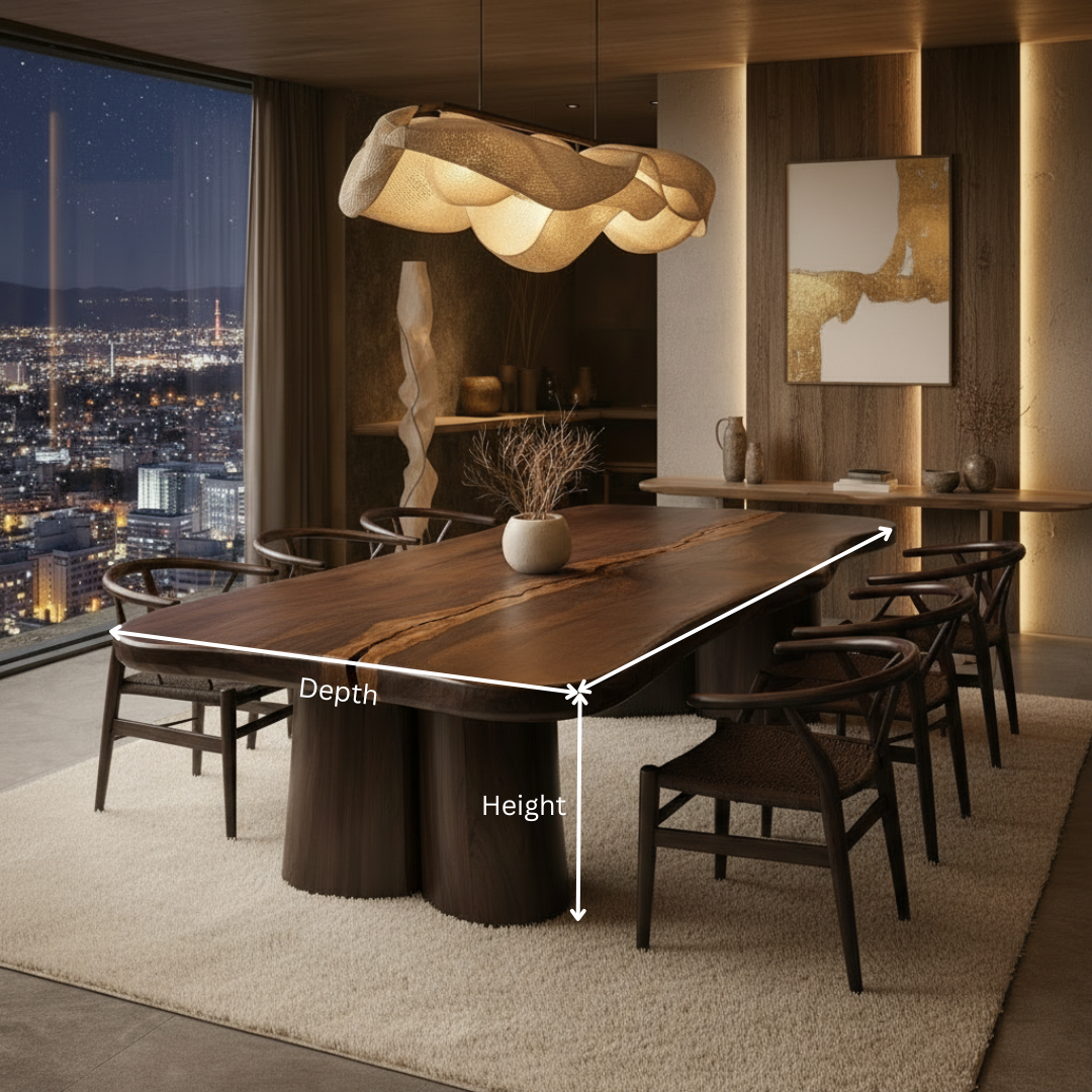 Organic Sculptural Dining Table – Japandi Luxury Solid Wood Table for High-End Modern Homes