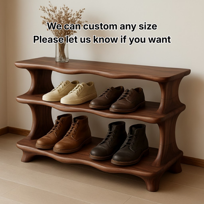 Handcrafted Flow-Form Shoe Shelf Featuring Rounded Fluid Contours