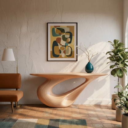 Live-Edge Solid Wood Console Table – Sculptural Organic