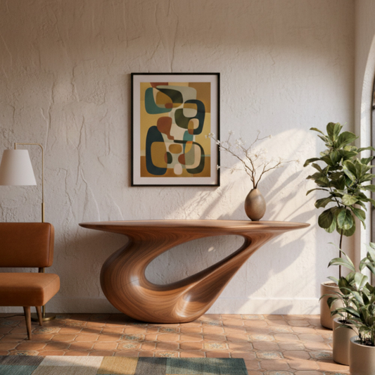 Live-Edge Solid Wood Console Table – Sculptural Organic