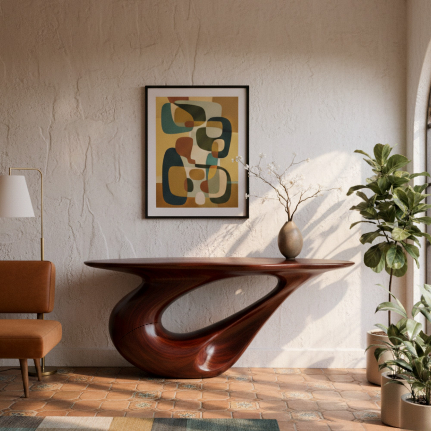 Live-Edge Solid Wood Console Table – Sculptural Organic