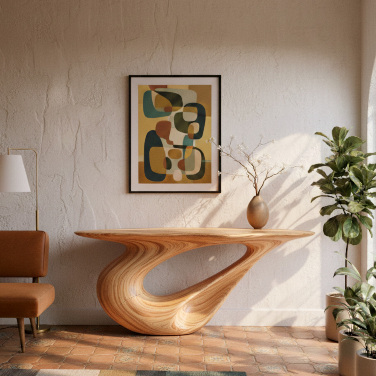 Live-Edge Solid Wood Console Table – Sculptural Organic