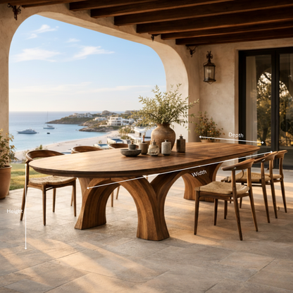 Handcrafted Sculptural Solid Wood Dining Table for Luxury Indoor & Outdoor Living