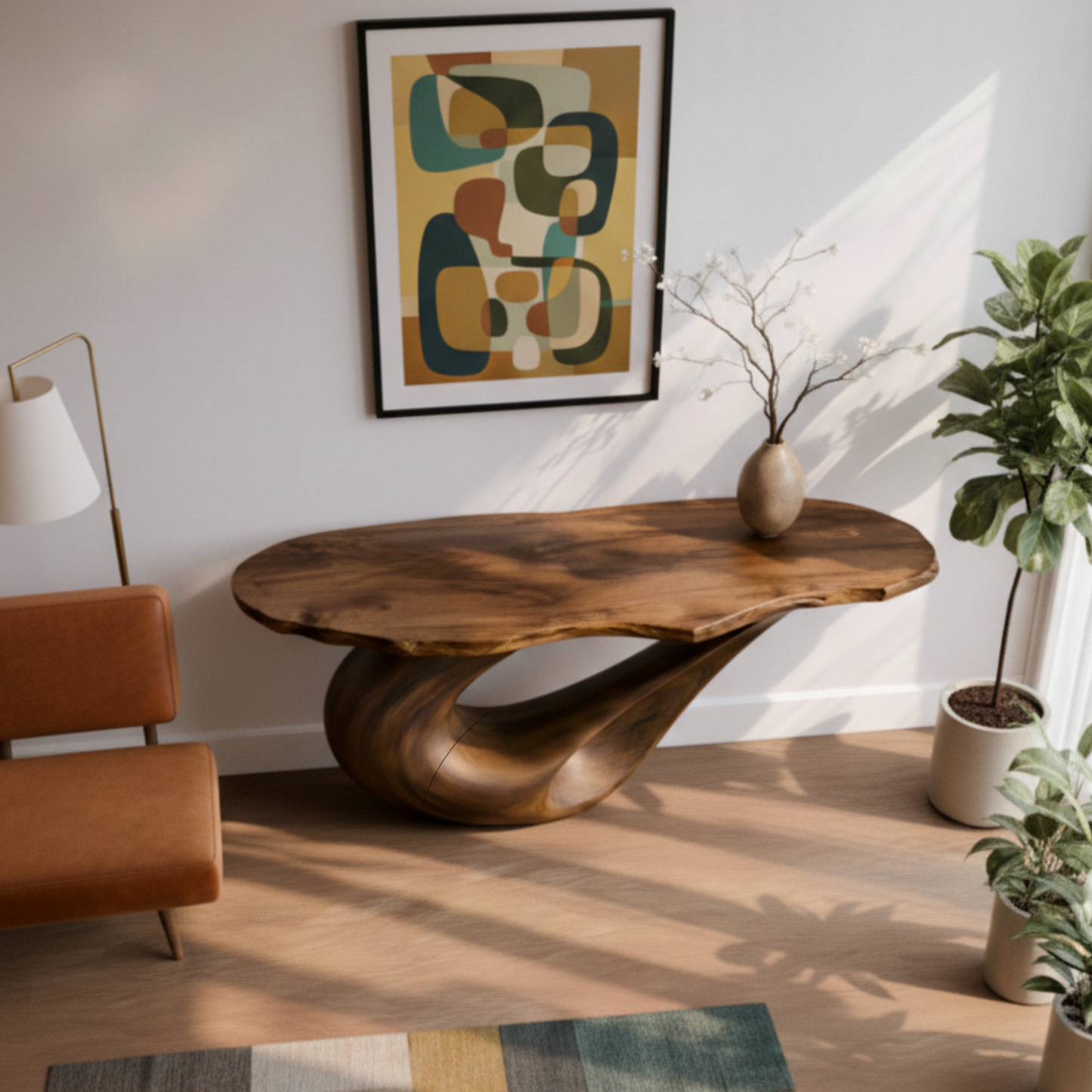 Live-Edge Solid Wood Console Table – Sculptural Organic