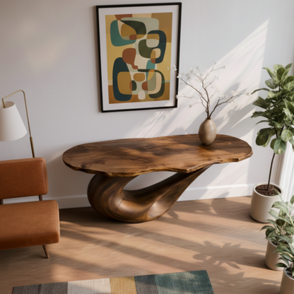 Live-Edge Solid Wood Console Table – Sculptural Organic