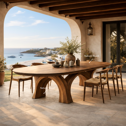 Handcrafted Sculptural Solid Wood Dining Table for Luxury Indoor & Outdoor Living