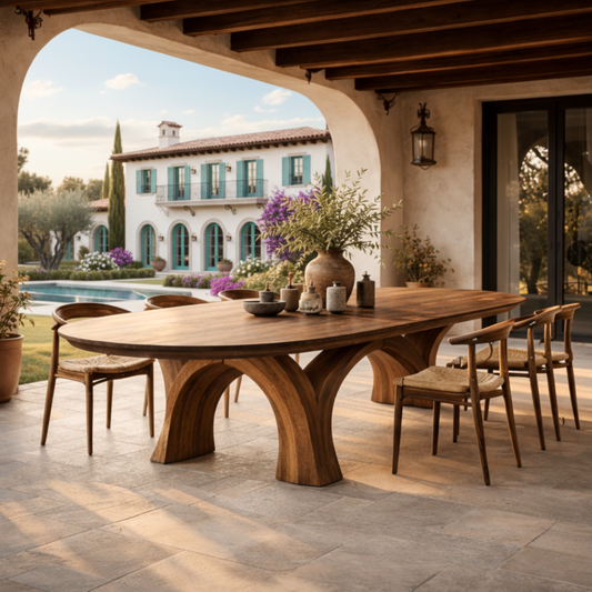 Handcrafted Sculptural Solid Wood Dining Table for Luxury Indoor & Outdoor Living