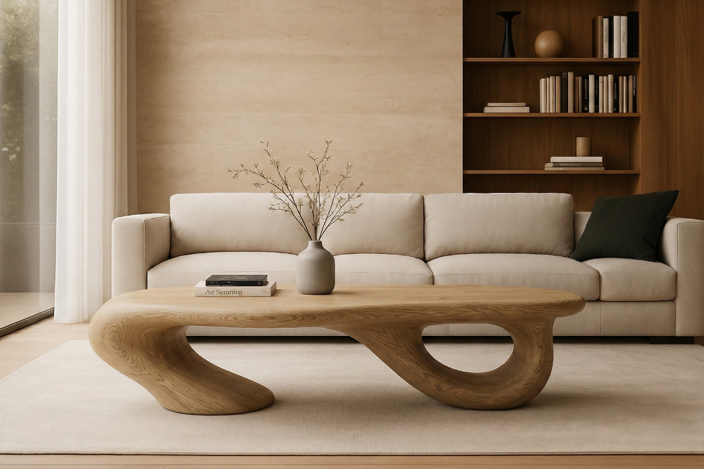 Sculptural Solid-Wood Low Table – Luxury Organic Design