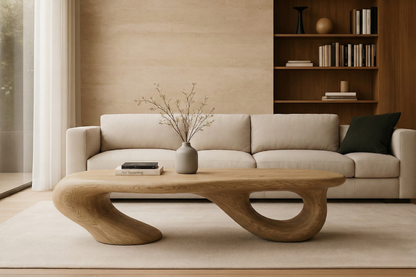 Sculptural Solid-Wood Low Table – Luxury Organic Design