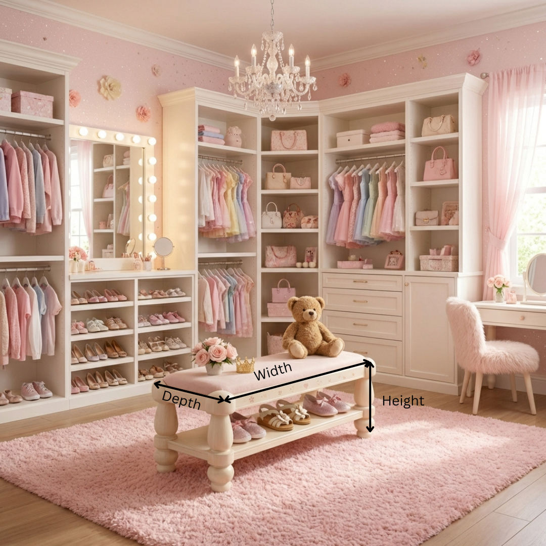 Luxury Shoes Bench for Girls | Princess Dressing Room Style
