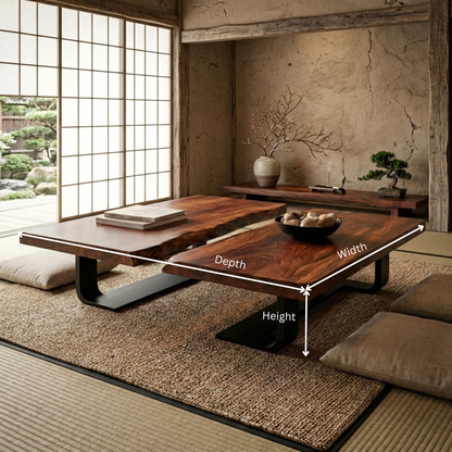 Ultra-Luxury Solid Wood Console Coffee Table With Japandi Style