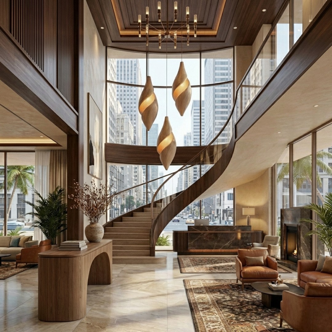 Handcrafted Sculptural Wooden Pendant Lamp for Ultra-Luxury Interiors