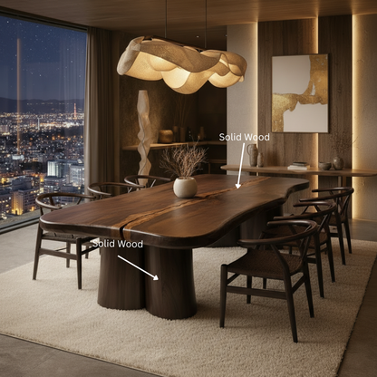 Organic Sculptural Dining Table – Japandi Luxury Solid Wood Table for High-End Modern Homes