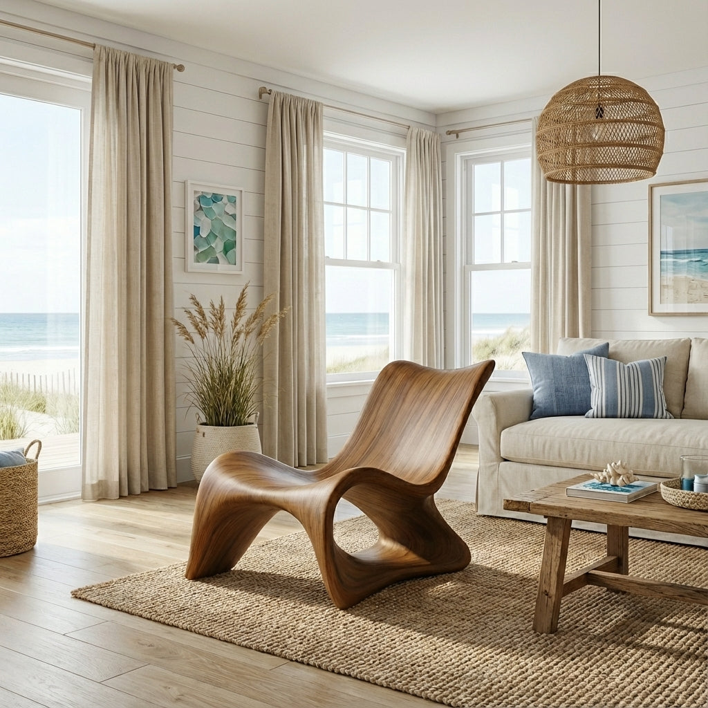 Contemporary Wooden Lounge Chair – Artistic Curved Silhouette