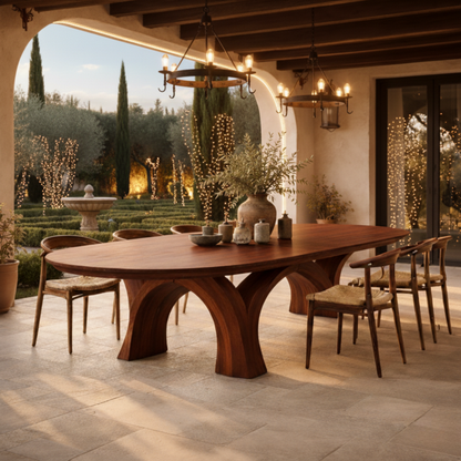 Handcrafted Sculptural Solid Wood Dining Table for Luxury Indoor & Outdoor Living