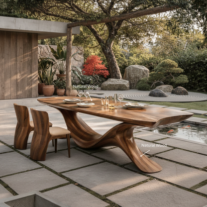 Sculptural Solid Wood Dining Table – Handcrafted Organic Statement Table for Luxury Homes