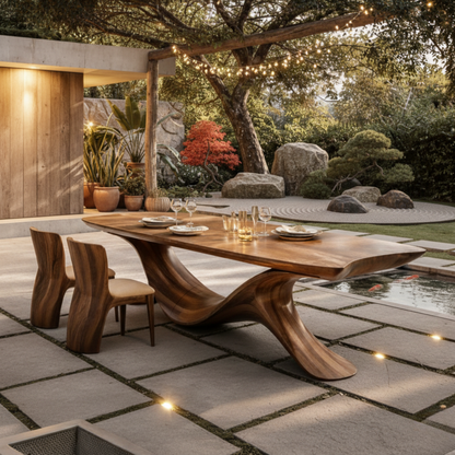 Sculptural Solid Wood Dining Table – Handcrafted Organic Statement Table for Luxury Homes