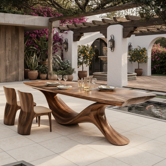 Sculptural Solid Wood Dining Table – Handcrafted Organic Statement Table for Luxury Homes
