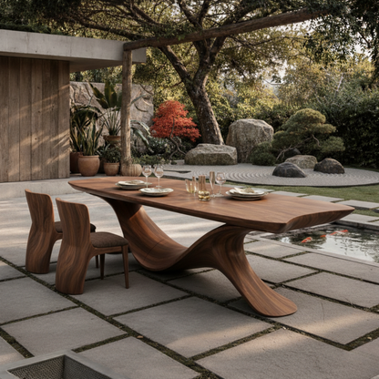 Sculptural Solid Wood Dining Table – Handcrafted Organic Statement Table for Luxury Homes