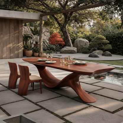 Sculptural Solid Wood Dining Table – Handcrafted Organic Statement Table for Luxury Homes