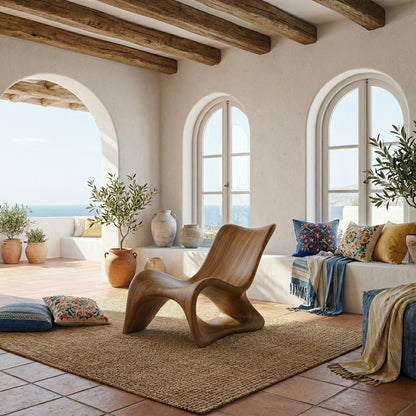 Contemporary Wooden Lounge Chair – Artistic Curved Silhouette