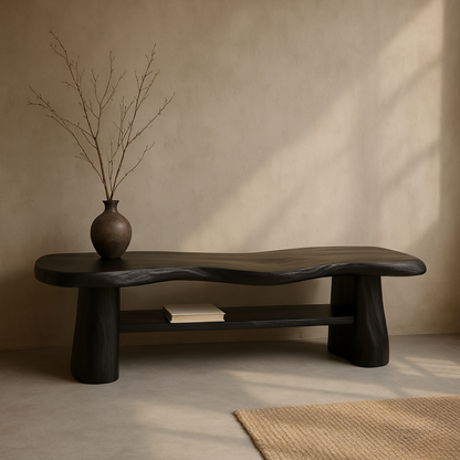 Organic Solid Wood Bench – Sculpted Live-Edge Design